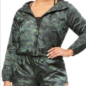 Good American Fast Track  Camo Running Jacket Coat Sz 3/L